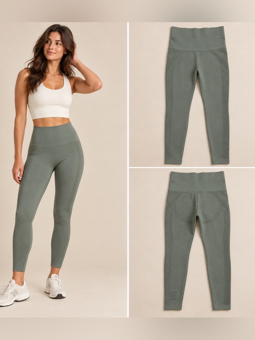SET ACTIVE Sculptflex Power High Rise 7/8 Leggings Sage Green S